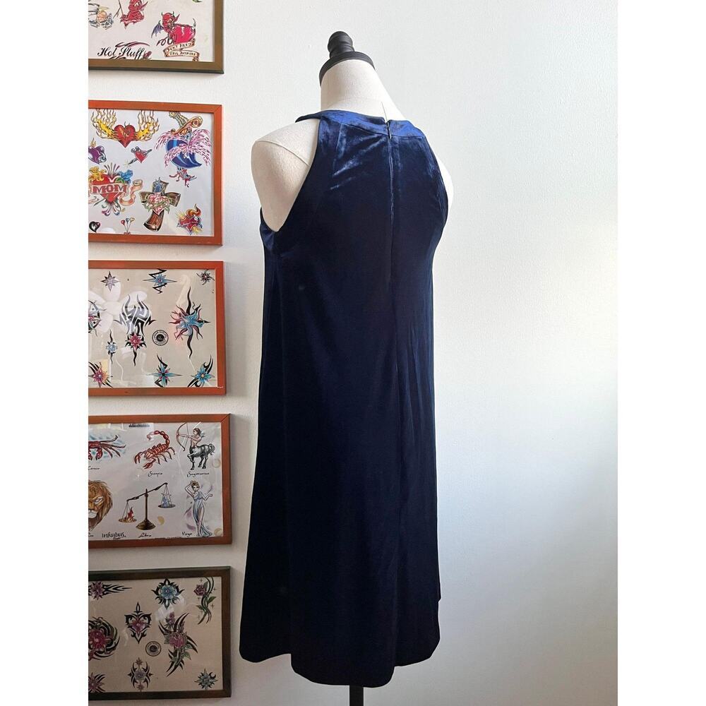 Vintage Y2K Betsey Johnson Velvet Mini Dress | Blue Velour Babydoll Shift | XS/S - Picture 6 of 7